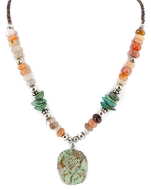 Certified Authentic Navajo .925 Sterling Silver Natural Turquoise Carnelian Native American Necklace 750102-27 Certified Authentic Navajo .925 Sterling Silver Natural Turquoise Carnelian Native American Necklace 750102-27