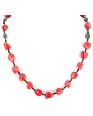 Certified Authentic Navajo .925 Sterling Silver Natural Turquoise Coral Heishi Native American Necklace 25229-3