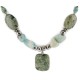 Certified Authentic Navajo .925 Sterling Silver Natural Turquoise Green Jasper Jade Native American Necklace 15432-54