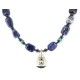 Certified Authentic Navajo .925 Sterling Silver Inlay Natural Mother of Pearl Lapis Hematite Native American Necklace 25201-1