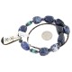 Certified Authentic Navajo .925 Sterling Silver Inlay Natural Mother of Pearl Lapis Hematite Native American Necklace 25201-1