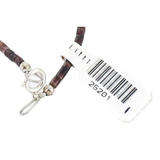 Certified Authentic Navajo .925 Sterling Silver Inlay Natural Mother of Pearl Lapis Hematite Native American Necklace 25201-1