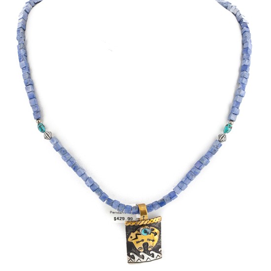 12kt Gold Filled and .925 Sterling Silver Handmade Bear Certified Authentic Navajo Natural Turquoise and Lapis Native American Necklace 15036-40-10225 12kt Gold Filled and .925 Sterling Silver Handmade Bear Certified Authentic Navajo Natural Turquoise and Lapis Native American Necklace 15036-40-10225