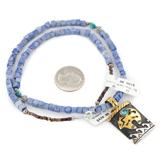 12kt Gold Filled and .925 Sterling Silver Handmade Bear Certified Authentic Navajo Natural Turquoise and Lapis Native American Necklace 15036-40-10225 12kt Gold Filled and .925 Sterling Silver Handmade Bear Certified Authentic Navajo Natural Turquoise and Lapis Native American Necklace 15036-40-10225