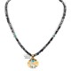12kt Gold Filled and .925 Sterling Silver Wolf Handmade Certified Authentic Navajo Natural Turquoise and Snowflake Stone Native American Necklace 24124-2-7501003