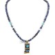 12kt Gold Filled and .925 Sterling Silver Handmade Certified Authentic Navajo Natural Turquoise and Lapis Native American Necklace 1490-16-15338