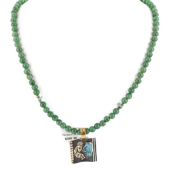 Kokopelli 12kt Gold Filled and .925 Sterling Silver Handmade Certified Authentic Navajo Natural Turquoise Jade Native American Necklace 24202-2-15786 Kokopelli 12kt Gold Filled and .925 Sterling Silver Handmade Certified Authentic Navajo Natural Turquoise Jade Native American Necklace 24202-2-15786