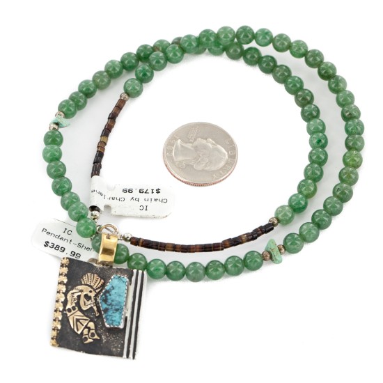 Kokopelli 12kt Gold Filled and .925 Sterling Silver Handmade Certified Authentic Navajo Natural Turquoise Jade Native American Necklace 24202-2-15786 Kokopelli 12kt Gold Filled and .925 Sterling Silver Handmade Certified Authentic Navajo Natural Turquoise Jade Native American Necklace 24202-2-15786