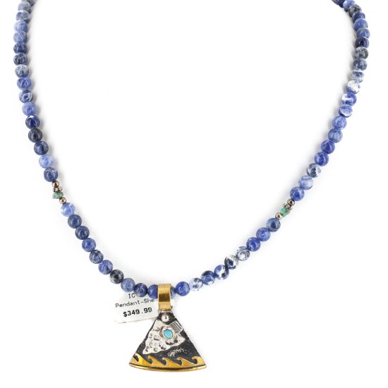 Arrow Wave 12kt Gold Filled and .925 Sterling Silver Handmade Certified Authentic Navajo Natural Turquoise Lapis Native American Necklace 740103-28-10225 Arrow Wave 12kt Gold Filled and .925 Sterling Silver Handmade Certified Authentic Navajo Natural Turquoise Lapis Native American Necklace 740103-28-10225