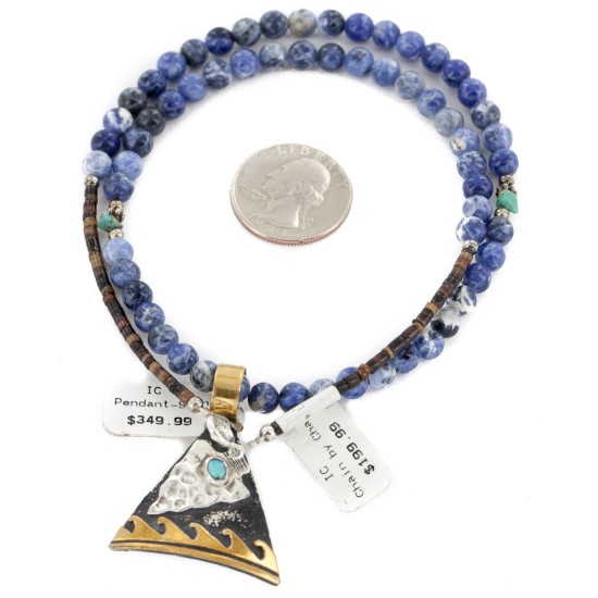 Arrow Wave 12kt Gold Filled and .925 Sterling Silver Handmade Certified Authentic Navajo Natural Turquoise Lapis Native American Necklace 740103-28-10225 Arrow Wave 12kt Gold Filled and .925 Sterling Silver Handmade Certified Authentic Navajo Natural Turquoise Lapis Native American Necklace 740103-28-10225