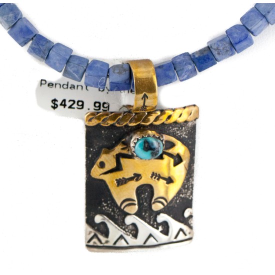 12kt Gold Filled and .925 Sterling Silver Handmade Bear Certified Authentic Navajo Natural Turquoise and Lapis Native American Necklace 15036-40-10225 12kt Gold Filled and .925 Sterling Silver Handmade Bear Certified Authentic Navajo Natural Turquoise and Lapis Native American Necklace 15036-40-10225