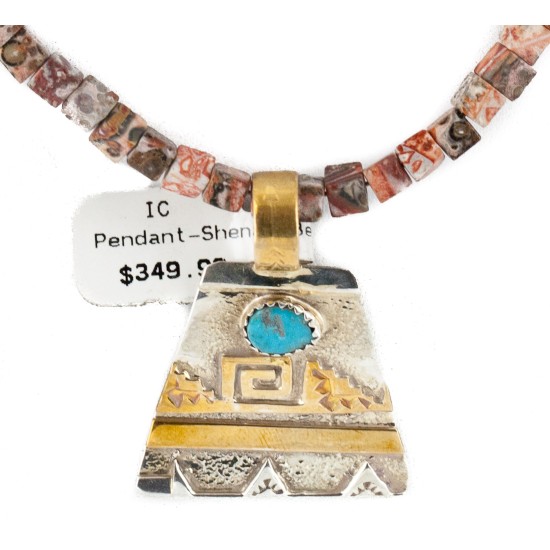 12kt Gold Filled and .925 Sterling Silver Handmade Certified Authentic Navajo Turquoise Jasper Native American Necklace 740103-63-7501003