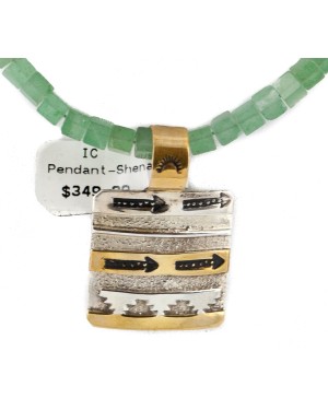 12kt Gold Filled and .925 Sterling Silver Handmade Mountain Certified Authentic Navajo Natural Turquoise and Jade Native American Necklace 740103-1-790101