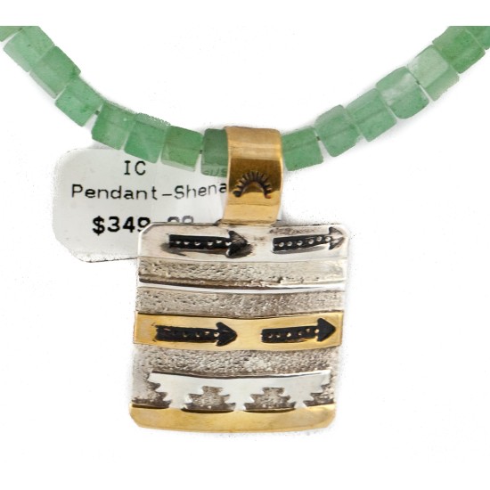12kt Gold Filled and .925 Sterling Silver Handmade Mountain Certified Authentic Navajo Natural Turquoise and Jade Native American Necklace 740103-1-790101