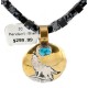 12kt Gold Filled and .925 Sterling Silver Wolf Handmade Certified Authentic Navajo Natural Turquoise and Snowflake Stone Native American Necklace 24124-2-7501003