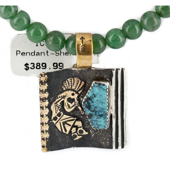 Kokopelli 12kt Gold Filled and .925 Sterling Silver Handmade Certified Authentic Navajo Natural Turquoise Jade Native American Necklace 24202-2-15786 Kokopelli 12kt Gold Filled and .925 Sterling Silver Handmade Certified Authentic Navajo Natural Turquoise Jade Native American Necklace 24202-2-15786