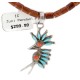 Kokopelli Petit Point Handmade Certified Authentic Zuni .925 Sterling Silver Turquoise Coral Goldstone Native American Necklace 24206-1-15786-32