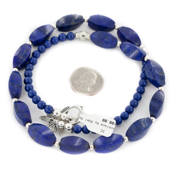 Navajo Nickel Natural Lapis Lazuli Native American Necklace 25317