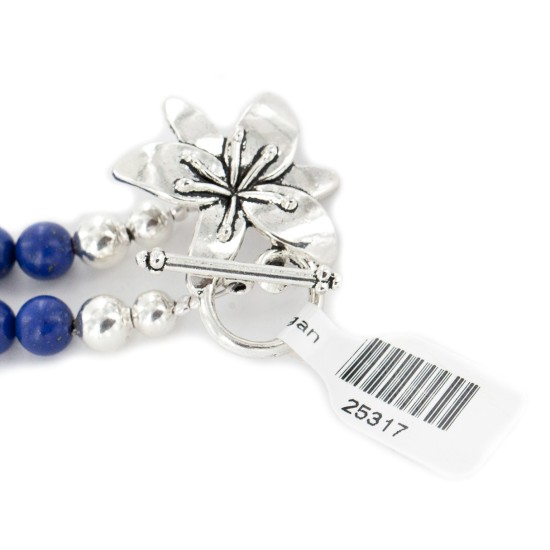 Navajo Nickel Natural Lapis Lazuli Native American Necklace 25317