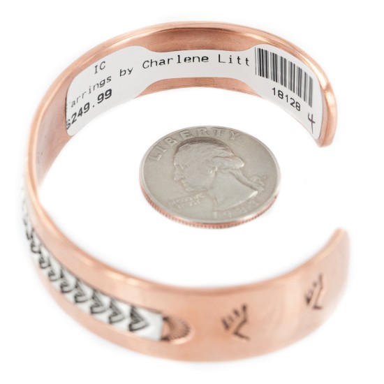Navajo .925 Sterling Silver Bear Paw Handmade Certified Authentic Pure Copper Native American Bracelet 18128-4