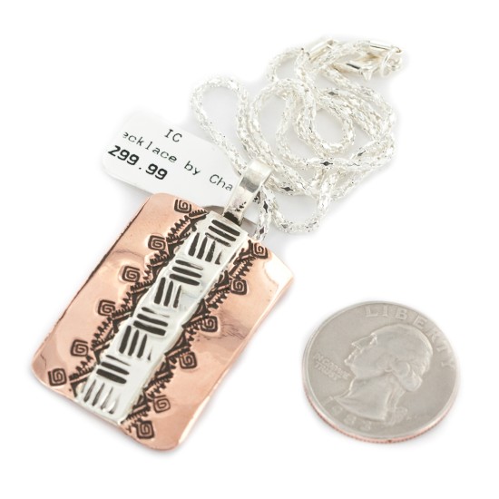 Navajo .925 Sterling Silver Handmade Certified Authentic Pure Copper Native American Necklace 17035