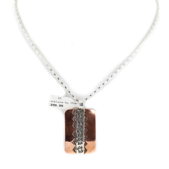 Navajo .925 Sterling Silver Gecko Handmade Certified Authentic Pure Copper Native American Necklace 17038
