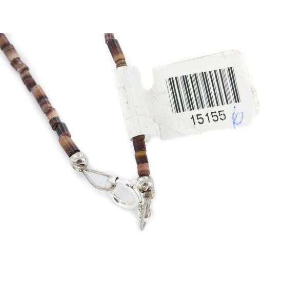 Bear Certified Authentic Navajo .925 Sterling Silver Natural Agate Native American Necklace 15155-6