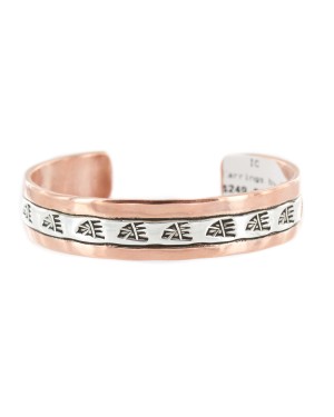 Bear paw Navajo .925 Sterling Silver Handmade Certified Authentic Pure Copper Native American Bracelet 18128-3