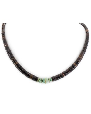 Certified Authentic Navajo .925 Sterling Silver Natural Graduated Shell and Turquoise Native American Necklace 15804-12