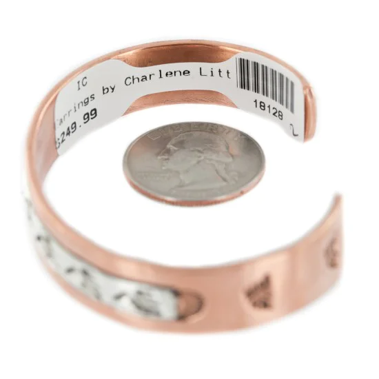 Navajo .925 Sterling Silver Handmade Bear paw Pure Copper Native American Bracelet 18128-2 Navajo .925 Sterling Silver Handmade Bear paw Pure Copper Native American Bracelet 18128-2