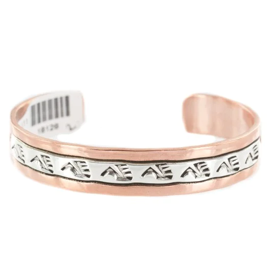 Navajo .925 Sterling Silver Handmade Bear paw Pure Copper Native American Bracelet 18128-2 Navajo .925 Sterling Silver Handmade Bear paw Pure Copper Native American Bracelet 18128-2