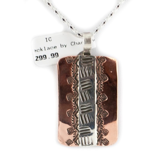 Navajo .925 Sterling Silver Handmade Certified Authentic Pure Copper Native American Necklace 17035