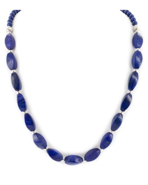 Navajo Nickel Natural Lapis Lazuli Native American Necklace 25317