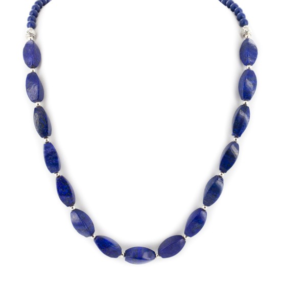 Navajo Nickel Natural Lapis Lazuli Native American Necklace 25317