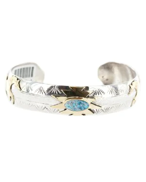 12kt Gold Filled and .925 Sterling Silver Horse Handmade Navajo Natural Turquoise Native American Bracelet 12969-4 12kt Gold Filled and .925 Sterling Silver Horse Handmade Navajo Natural Turquoise Native American Bracelet 12969-4