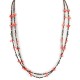 2 Strand Certified Authentic Navajo .925 Sterling Silver Natural Turquoise Coral Native American Necklace 750106-37