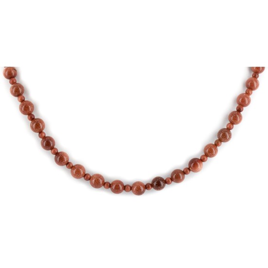 Certified Authentic Navajo .925 Sterling Silver Natural Goldstone Native American Necklace 25312