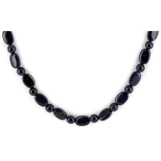 Certified Authentic Navajo .925 Sterling Silver Natural Purple Goldstone Native American Necklace 25308-2