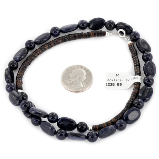 Certified Authentic Navajo .925 Sterling Silver Natural Purple Goldstone Native American Necklace 25308-2