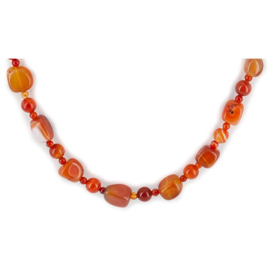 Certified Authentic Navajo .925 Sterling Silver Natural Carnelian Heishi Native American Necklace 25310-3