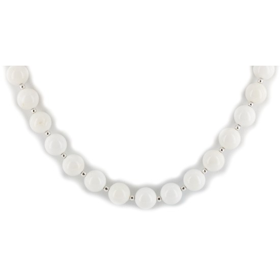 Certified Authentic Navajo .925 Sterling Silver Natural White Agate Heishi Native American Necklace 25313-4