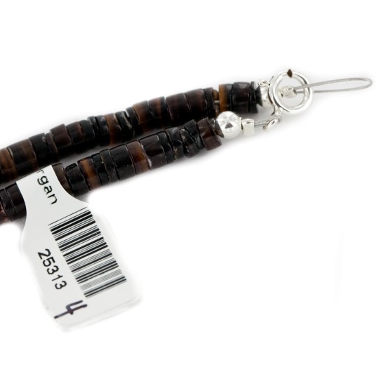 Certified Authentic Navajo .925 Sterling Silver Natural White Agate Heishi Native American Necklace 25313-4