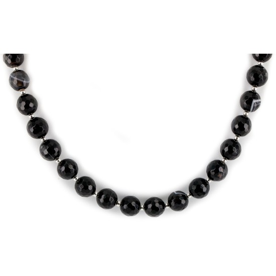 Certified Authentic Navajo .925 Sterling Silver Natural Agate Heishi Native American Necklace 25308-4
