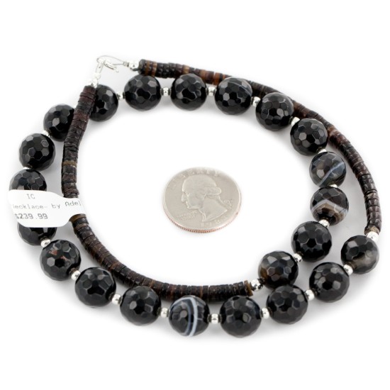 Certified Authentic Navajo .925 Sterling Silver Natural Agate Heishi Native American Necklace 25308-4