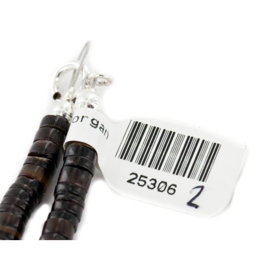 Certified Authentic Navajo .925 Sterling Silver Composite Gaspeite Heishi Native American Necklace 25306-2
