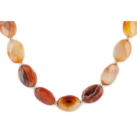 Certified Authentic Navajo Nickel Natural Carnelian Native American Necklace  25303
