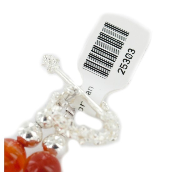 Certified Authentic Navajo Nickel Natural Carnelian Native American Necklace  25303