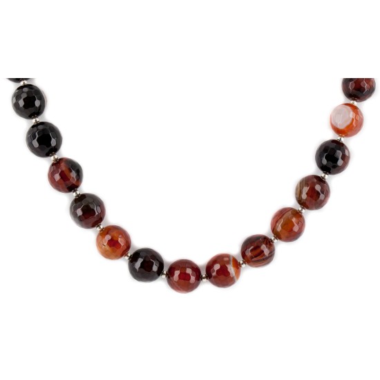 Certified Authentic Navajo Nickel Natural Carnelian Native American Necklace 25304
