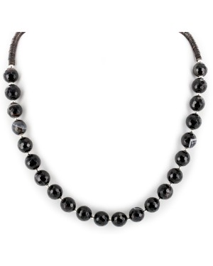 Certified Authentic Navajo .925 Sterling Silver Natural Agate Heishi Native American Necklace 25308-4