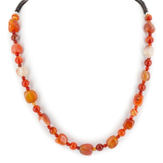 Certified Authentic Navajo .925 Sterling Silver Natural Carnelian Heishi Native American Necklace 25310-3